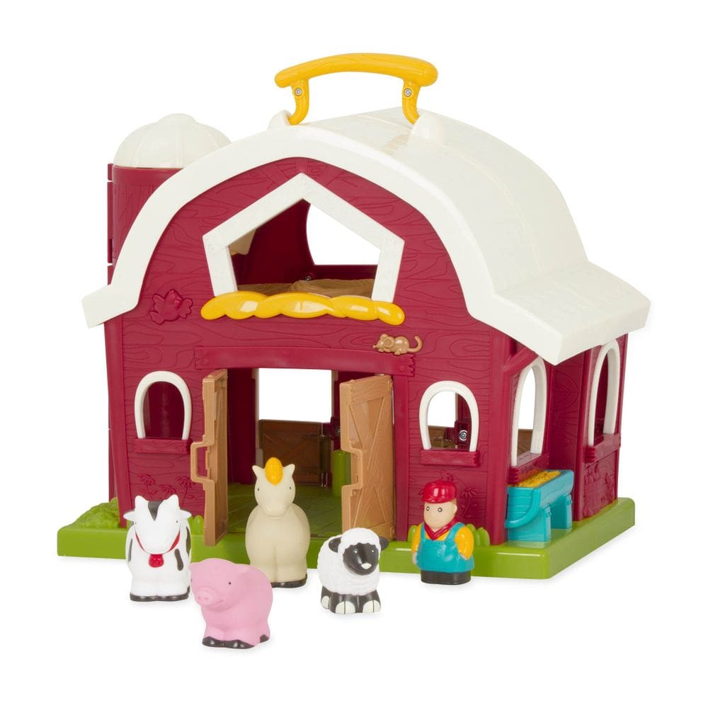 Conjunto de brinquedos Farm Toys Battat Classic Barn com animais de fazenda 18m ou mais