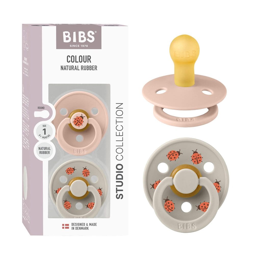 Pacifier Bibs Studio, pacote com 2 unidades de borracha natural redonda sem BPA