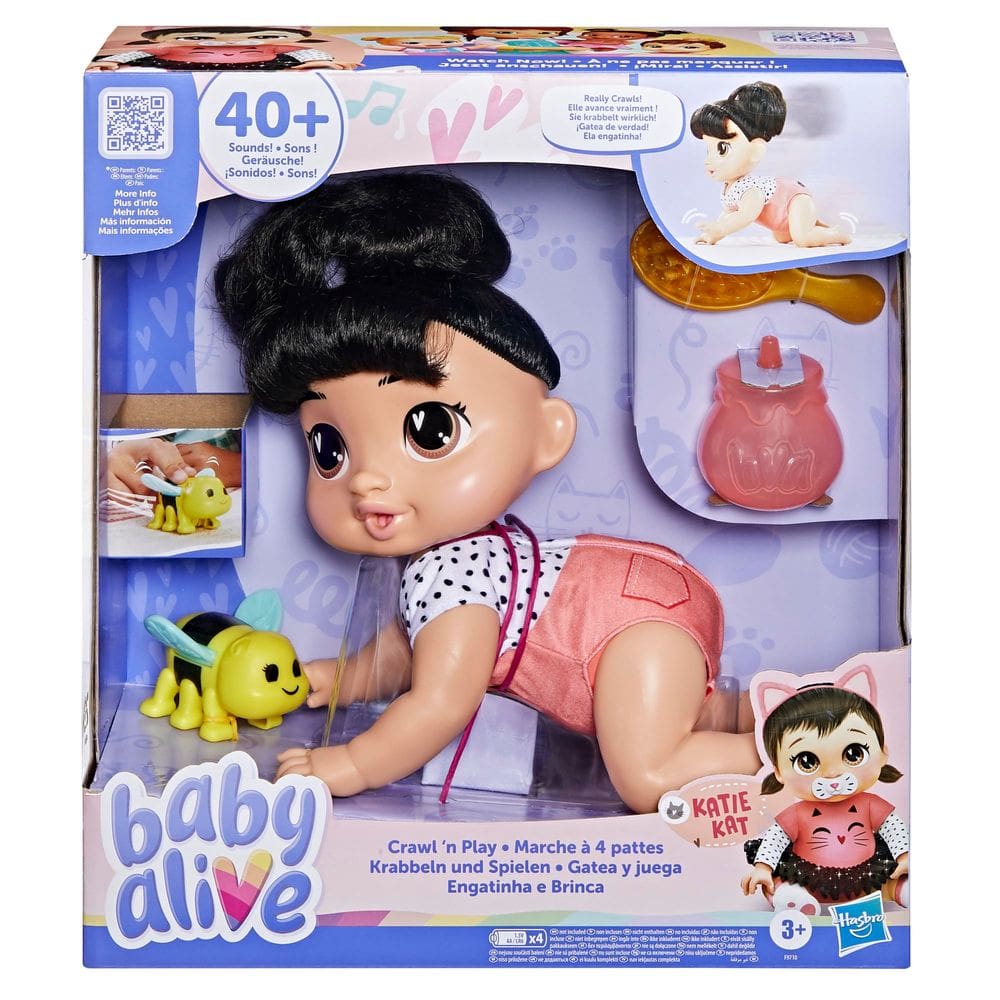 Boneca eletrônica rastejante Baby Alive Crawl `n Play Katie Kat