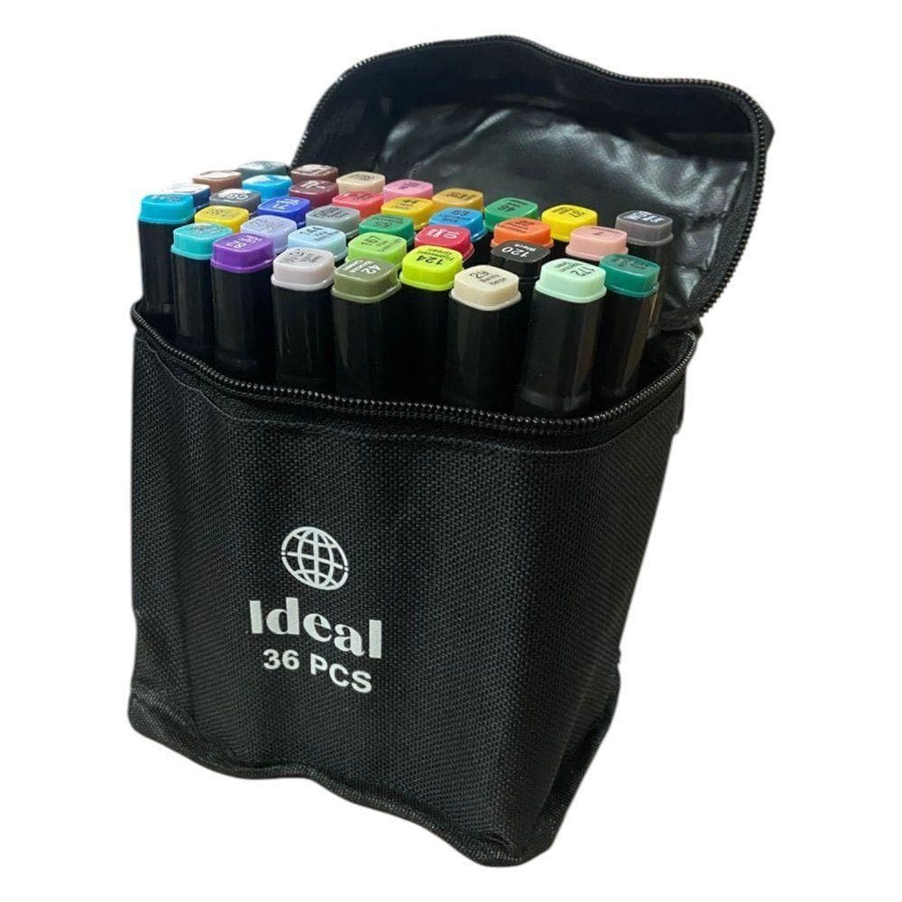 Estojo Com 36 Canetas De Colorir Hidrográficas Com Duas Pontas Para Pintar Desenho