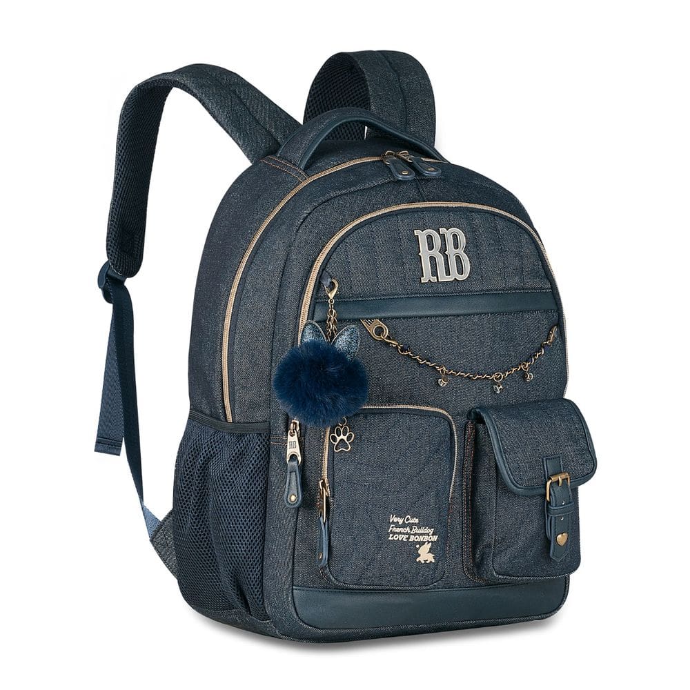 Mochila Jeans Rebecca Bonbon Escolar Juvenil Meninas