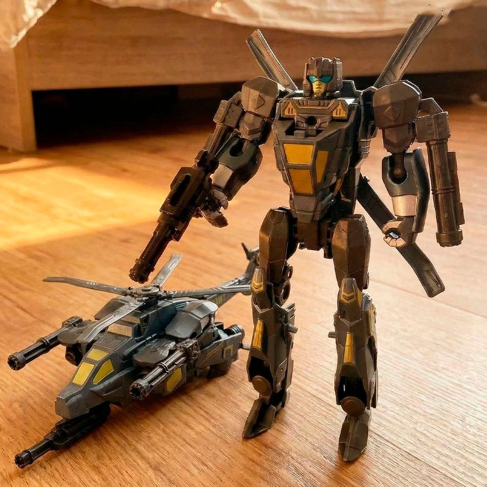 Brinquedo Boneco Robô Guerreiro Militar Transforma Aeronave