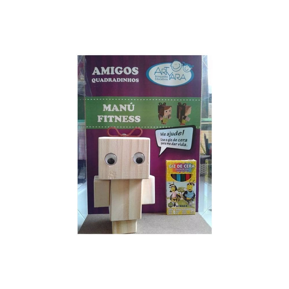 Amigos Quadradinhos Pinta Madeira Manú Fitness - Artyara