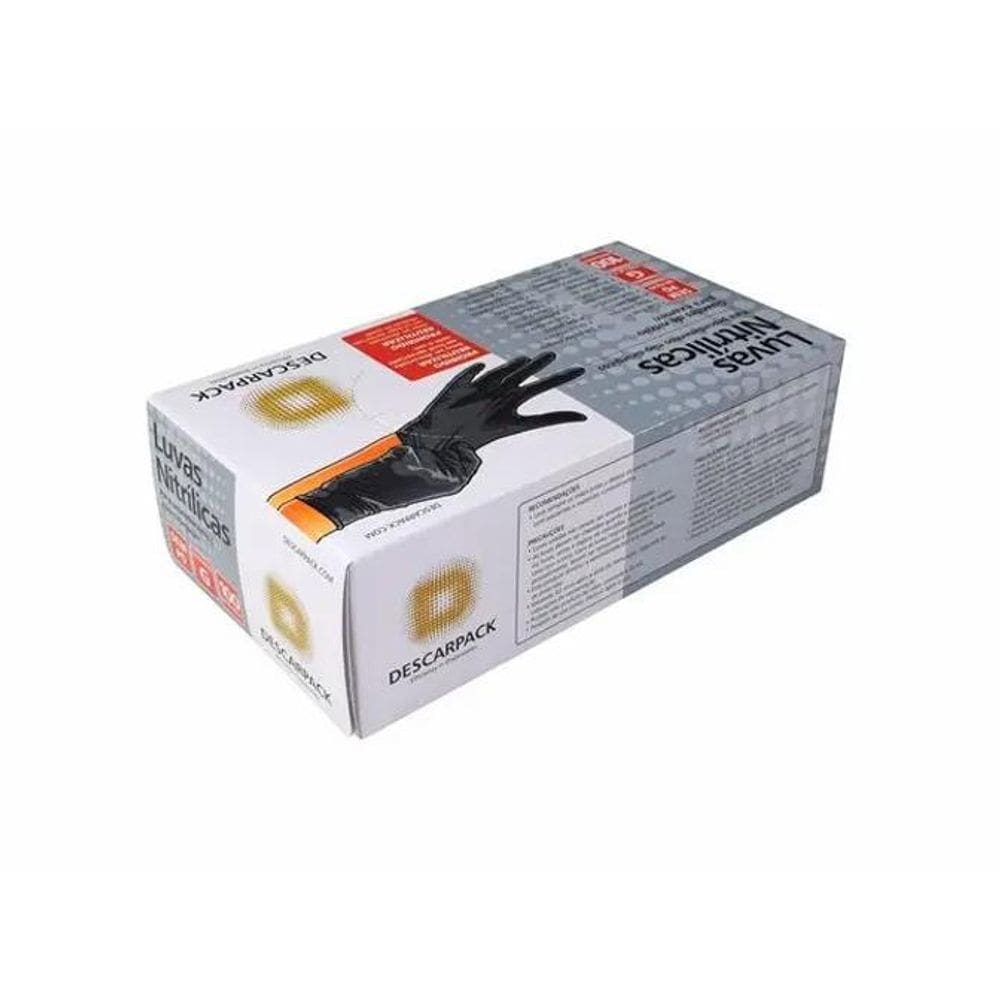 Luva Nitrílica Descart. Sem Pó Preta Descarpack 1000Un Tam:P