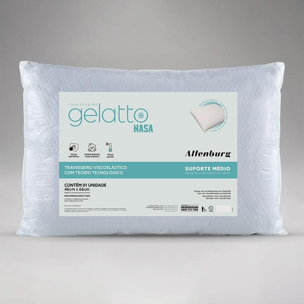 Travesseiro Altenburg Viscoelástico Gelatto Nasa 46cm X 66cm