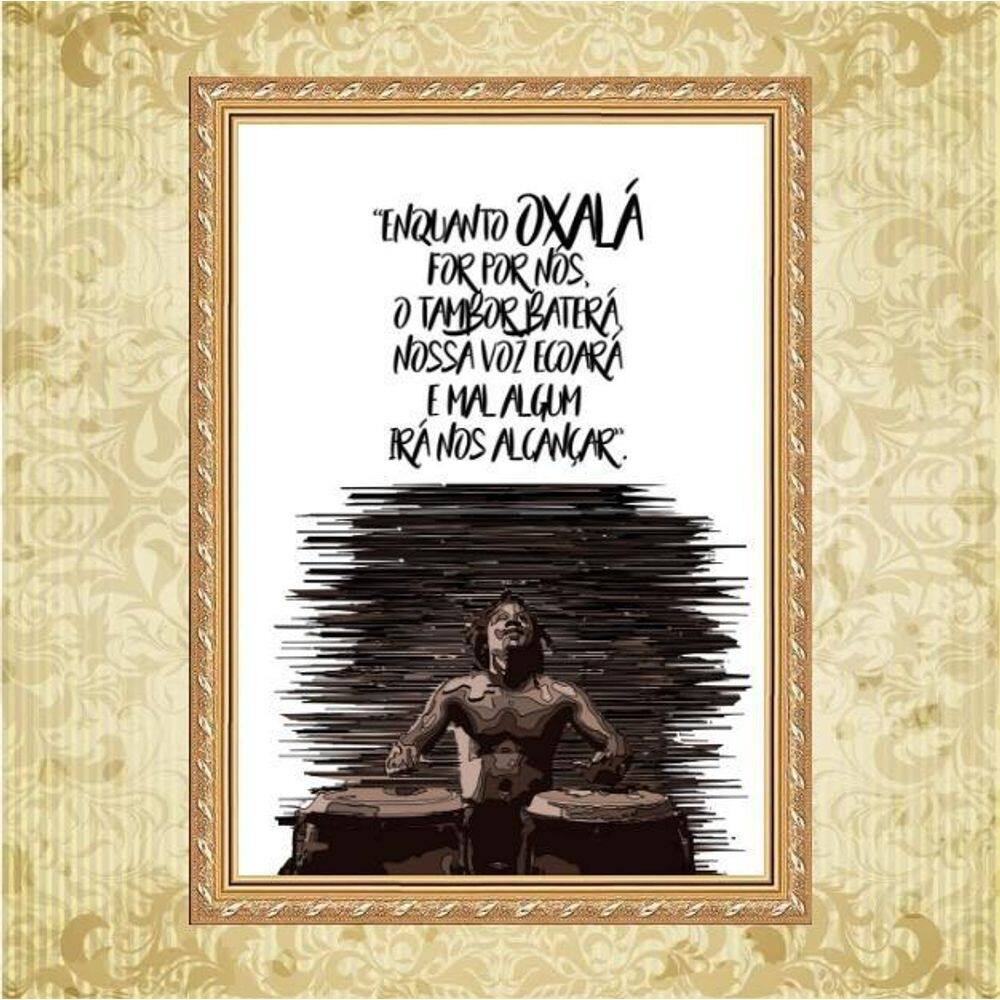 Quadro Moldura Dourada Oxalá - Proteção 45X34Cm