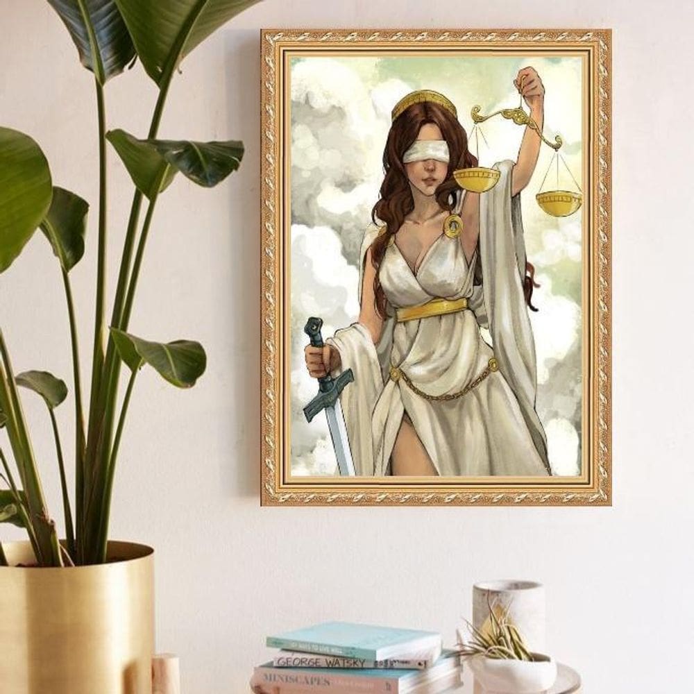 Quadro Decorativo Deusa Da Justiça 33X24Cm