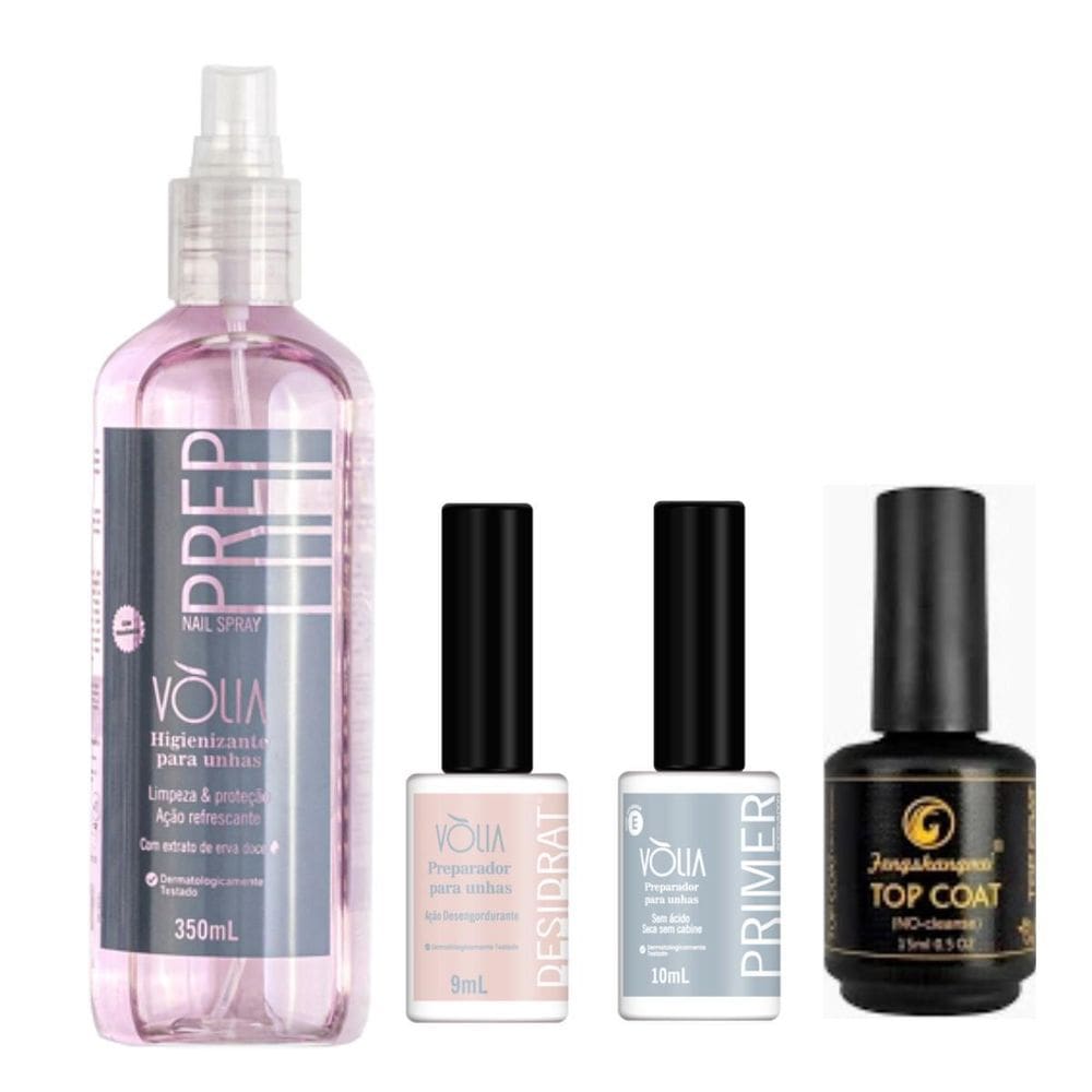 Preparadores Volia Prep + Desidrat + Primer Volia + Topcoat
