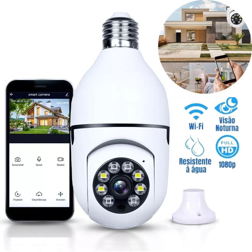 Câmera De Segurança Panorâmica Com Conexão Wi-Fi