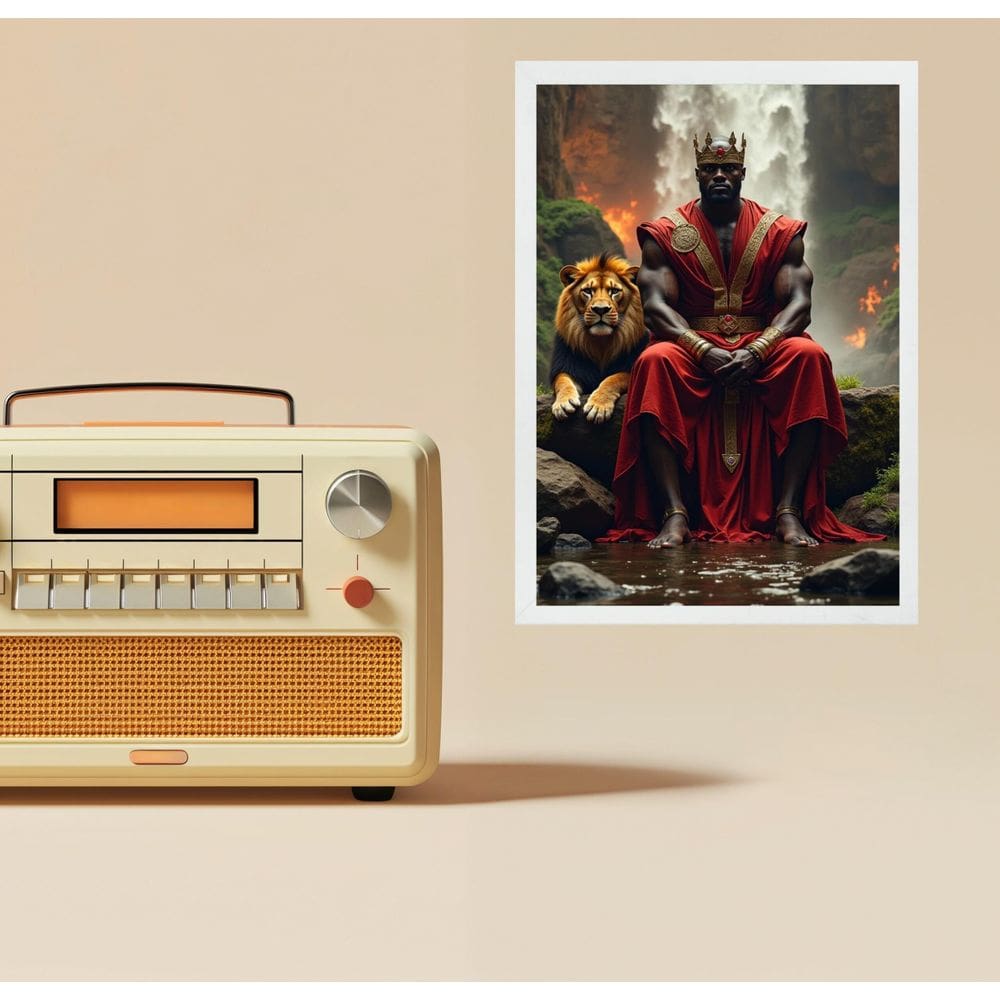 Quadro Decorativo Xangô Com Leão 24X18Cm