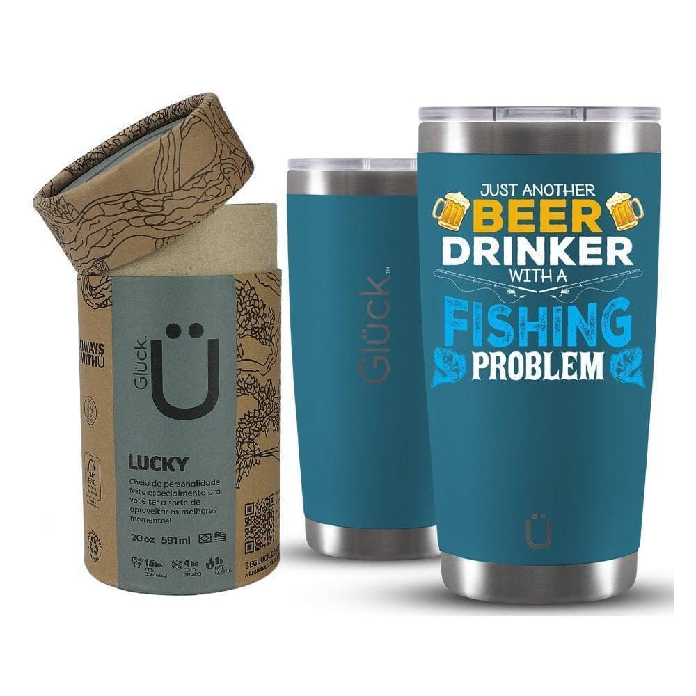 Copo Térmico Gluck Lucky Future Fishing & Beer Problem 591Ml