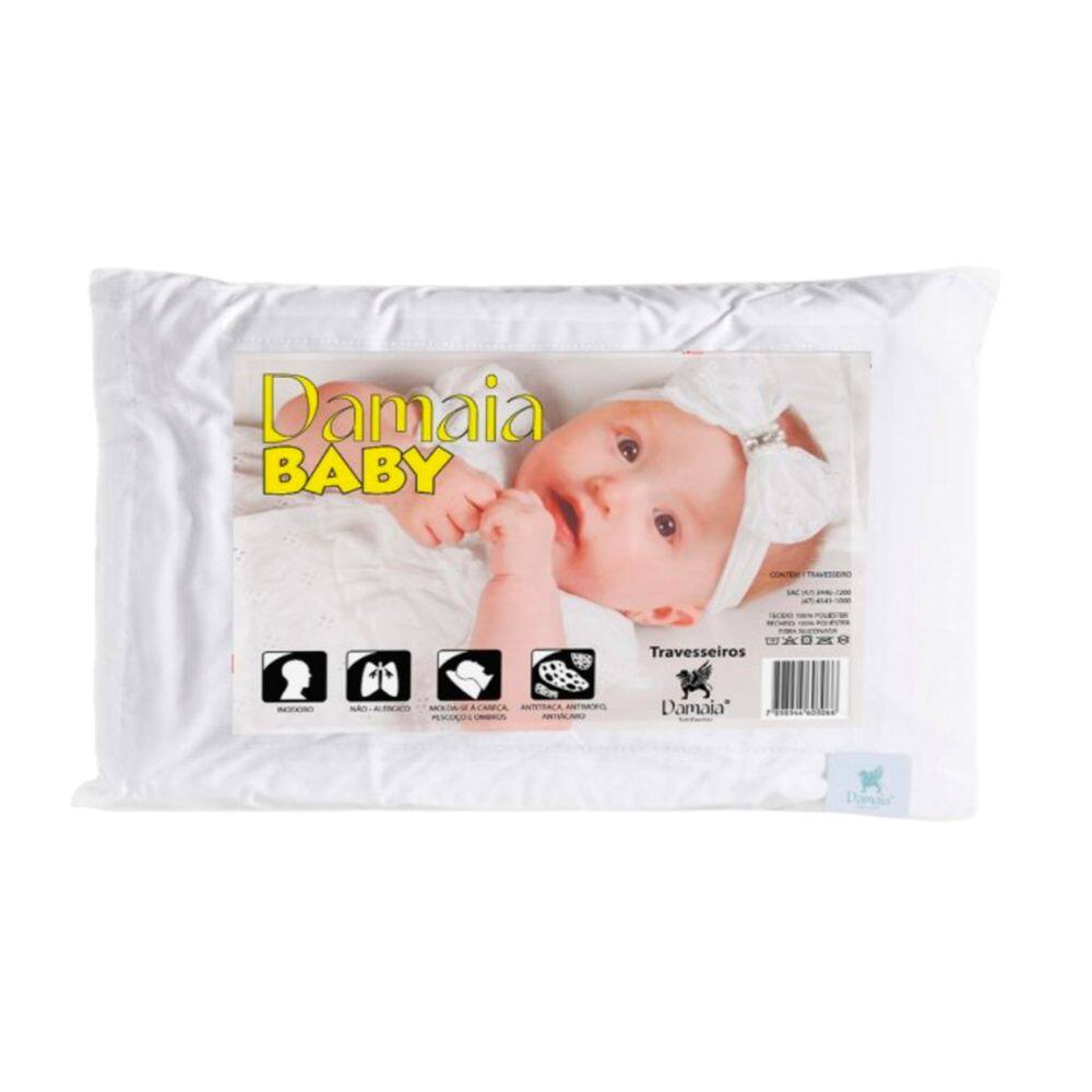 Travesseiro KazzaVip Baby 100% Poliéster Anti-Alérgico 30cm x 40cm Branco