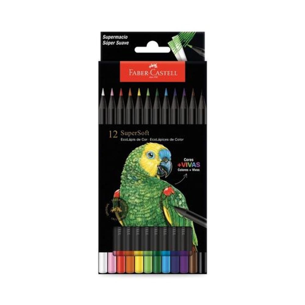Lapis De Cor Supersoft 12 Cores Faber Castell Novo Estojo