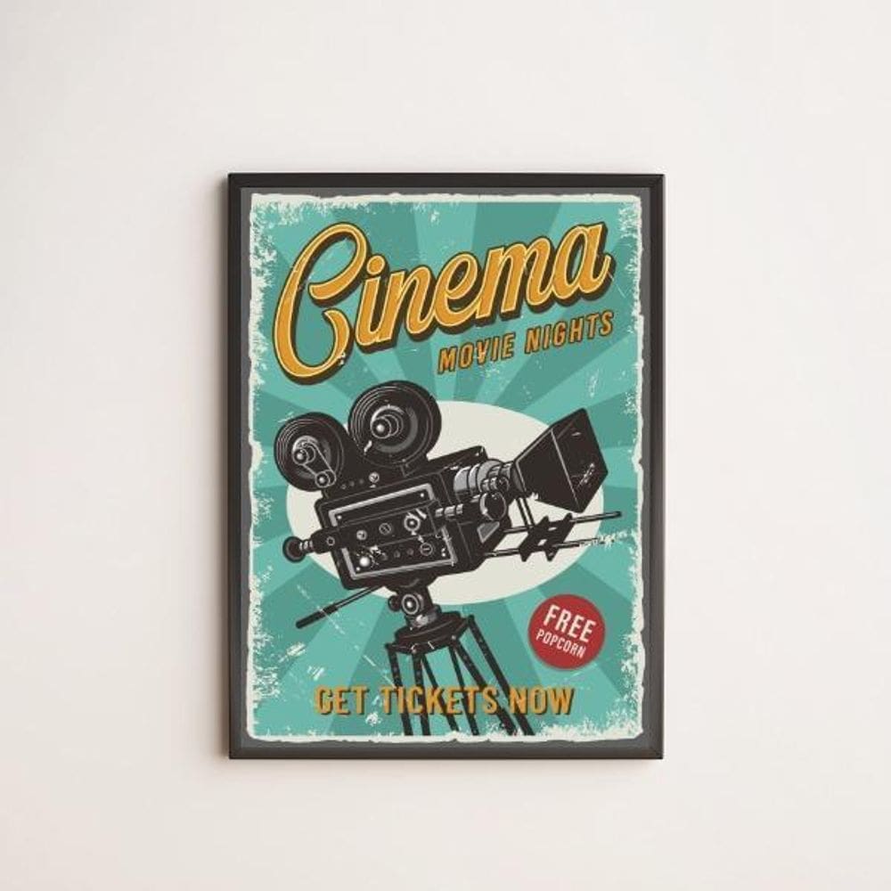 Quadro Decorativo Cinema Retrô 33X24Cm - Com Vidro