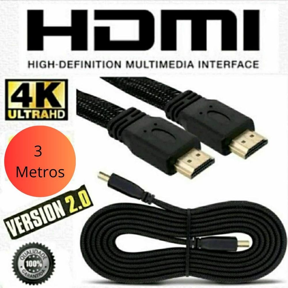 Cabo Hdmi 3 Metros Ultra Hd 4K Premium Jogos E Filmes