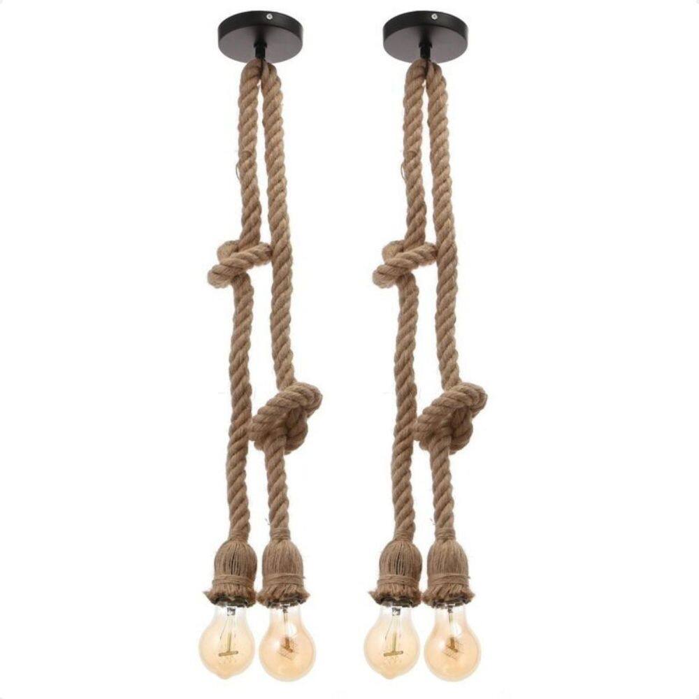 Kit 2 Lustre Pendente Bravalumi Corda Rustic Duplo E27