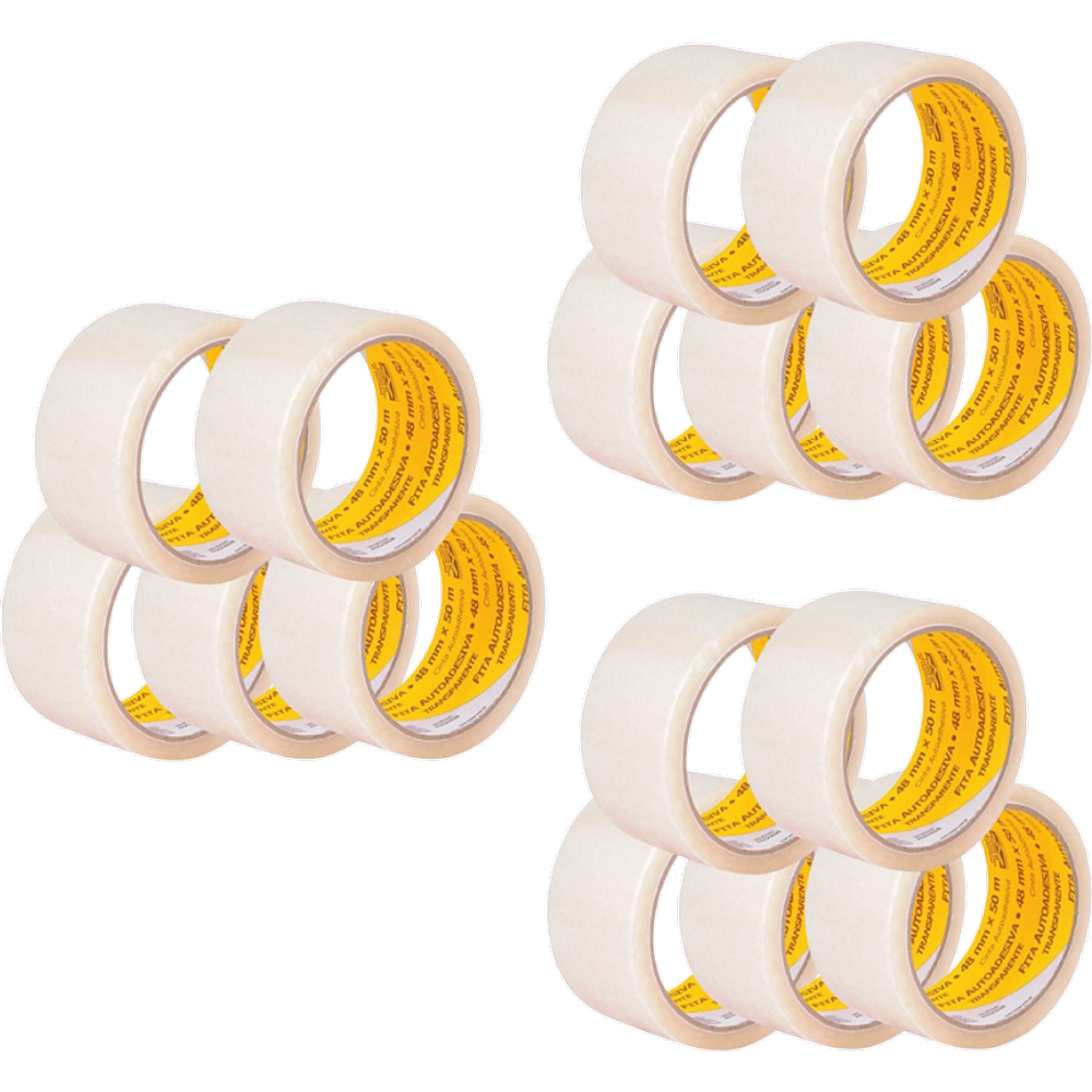 Fita adesiva 48 mm x 50 m, transparente, VONDER 15 unidades
