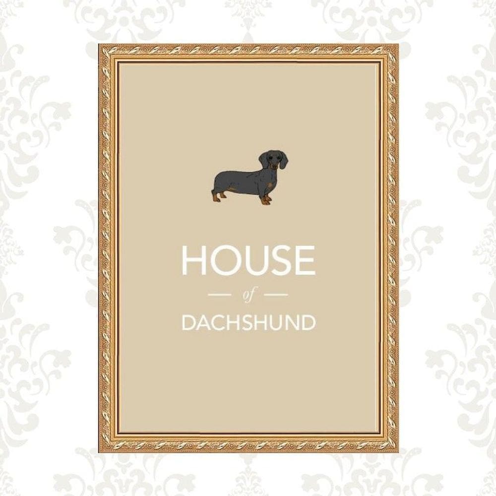 Quadro Moldura Dourada House Of Dachshund 24X18Cm