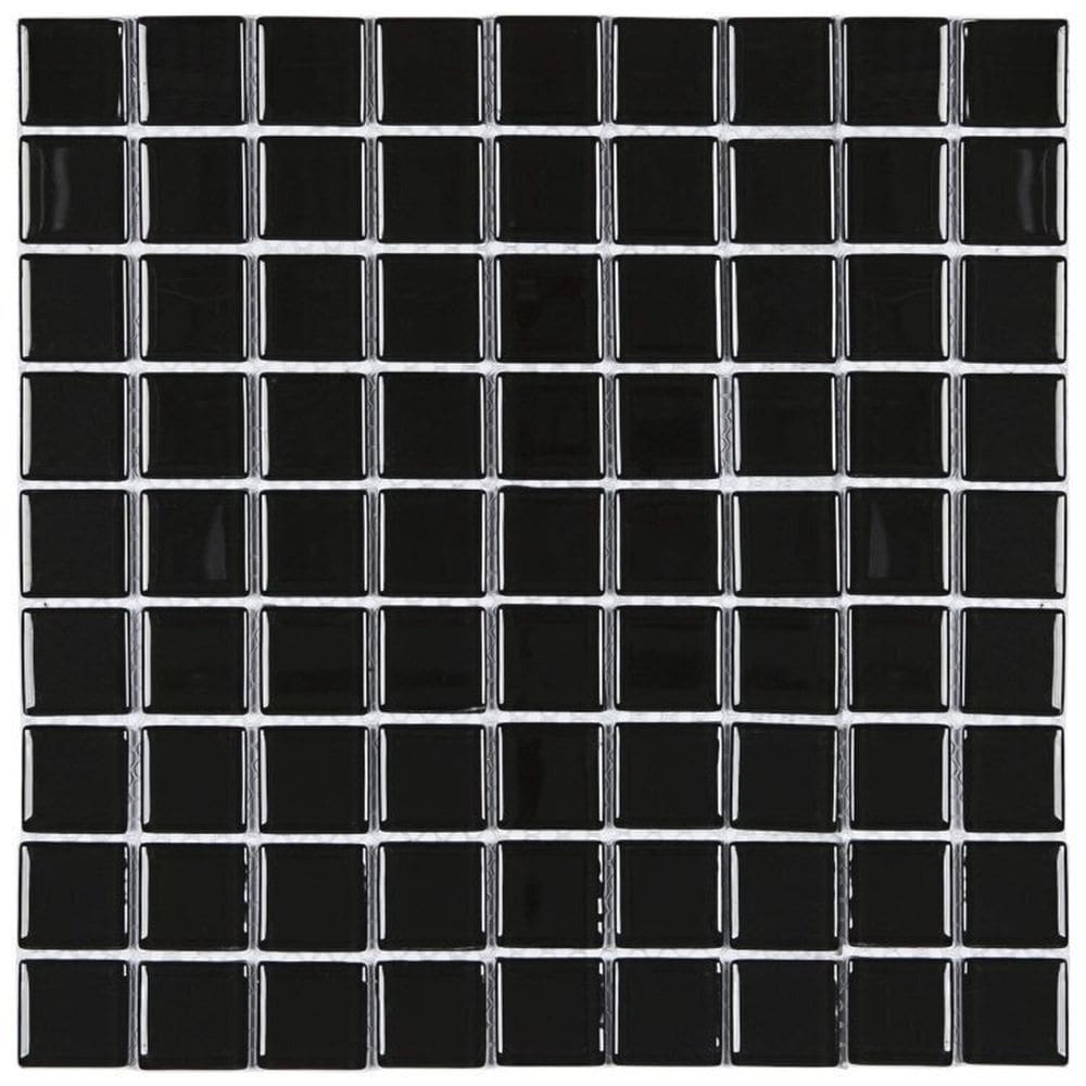 Kit 1m² Pastilha de Vidro Cristal 29cm X 29cm Preto
