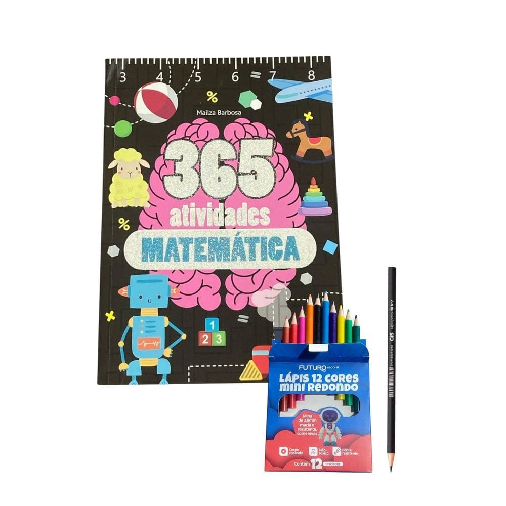 Kit Livro 365 Atividades Matemática + Lápis Para Crianças