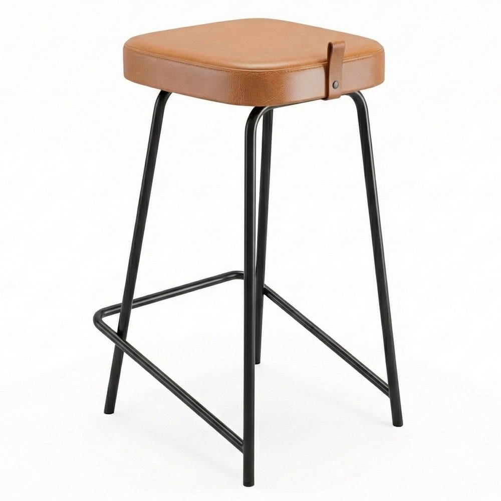 Banqueta Média Para Cozinha Vik Estofada Couríssimo Whisky - Desk Design