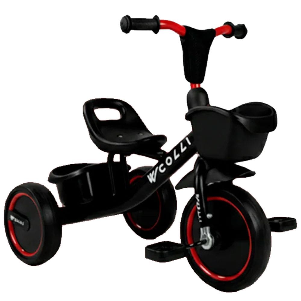 Triciclo Infantil Colli Kim Preto Fosco Com Cestinha Aro 12 Com Pedal Andador Bebê 2+ anos Bicicleta Menino Menina Feminina Masculina