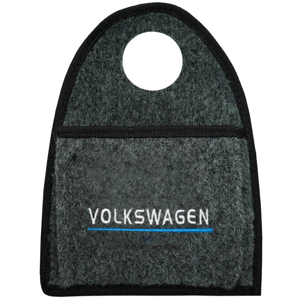 Lixeira Lixinho Automotiva Carro Carpete Logo Bordado Volkswagem para Câmbio Grafite
