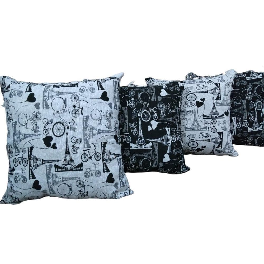 Kit Capa Para Almofada Paris Jacquard Preto 4 Peças