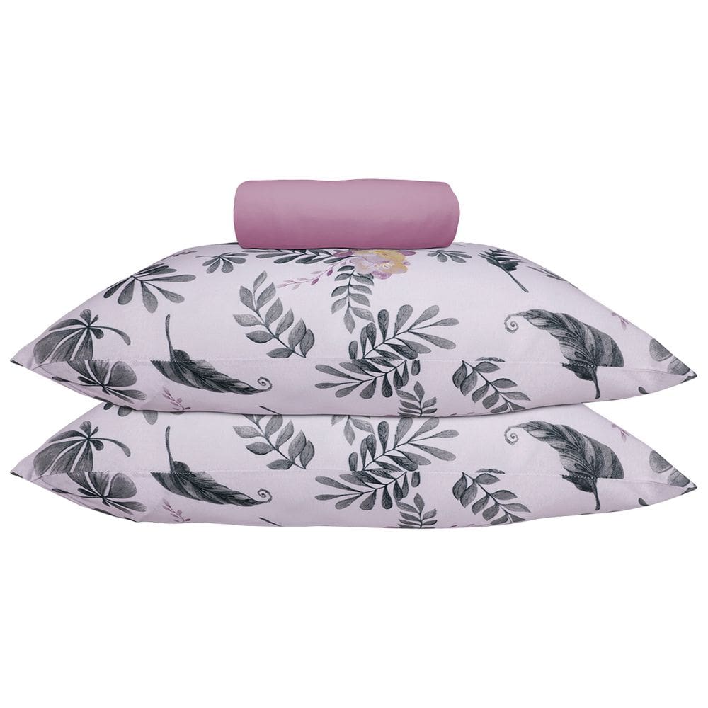 Jogo de Lençol KazzaVip Casal Malha 100% Algodão Lençol com Elástico Colónia 3 Peças Orquídea