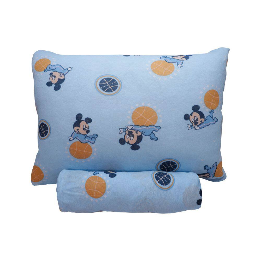 Jogo de Lençol KazzaVip Baby Malha 100% Algodão Berço Americano Estampado Com Elastico 2 Peças Mickey Travesso Azu