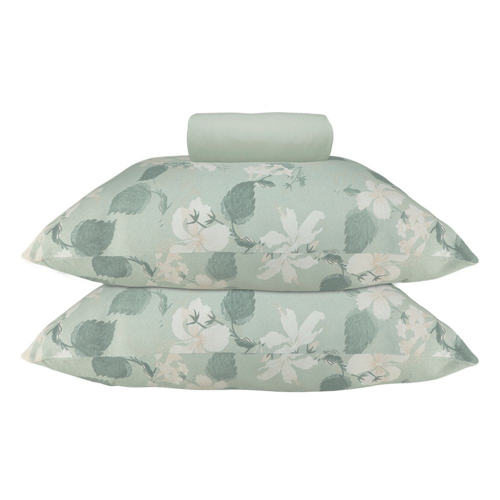 Jogo de Lençol KazzaVip Casal Malha 100% Algodão Lençol com Elástico Munique 3 Peças Verde