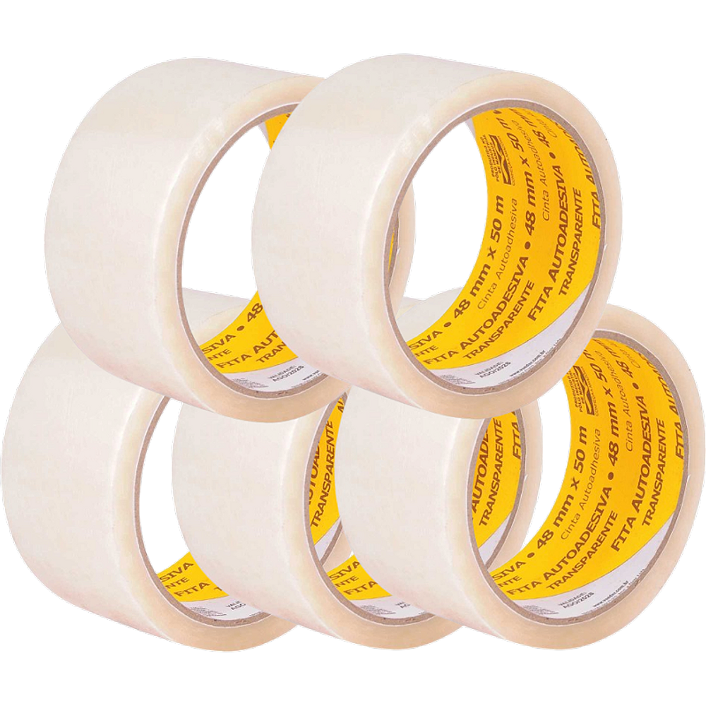 Fita adesiva 48 mm x 50 m, transparente, VONDER 5 unidades