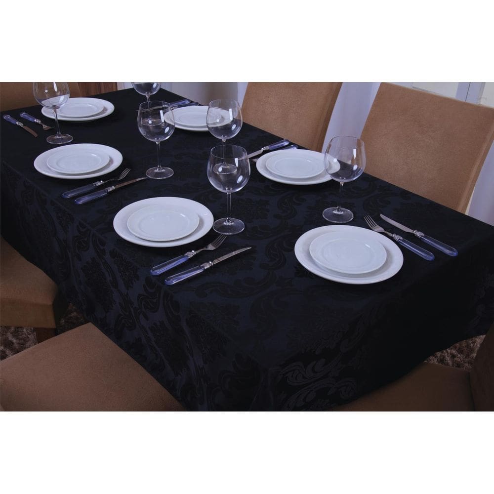 Toalha de mesa quadrada preta 1,35x1,50 - Tecido Jacquard