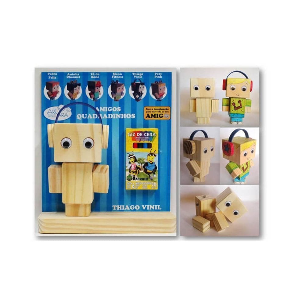 Amigos Quadradinhos Pinta Madeira Thiago Vinil - Artyara