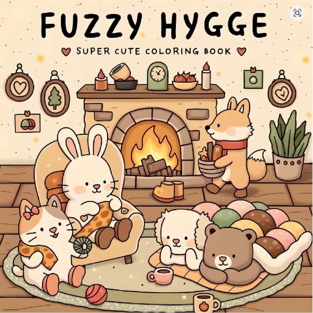 Livro De Colorir Importado Fuzzy Hygge 48 Paginas 21X21 Cm