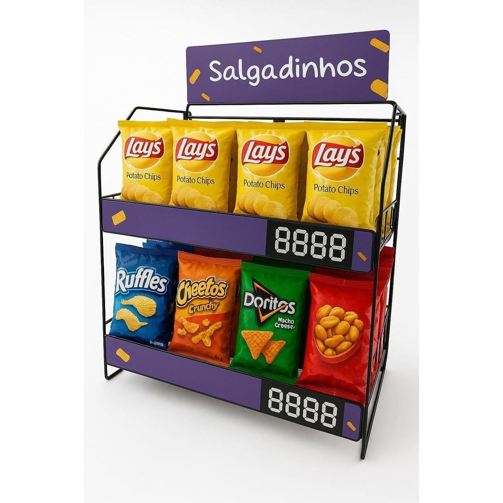 Expositor Display Mercearia Ganchos Cestos Balcão Mercado