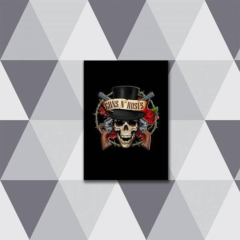 Quadro Guns N` Roses Caveira 24X18Cm