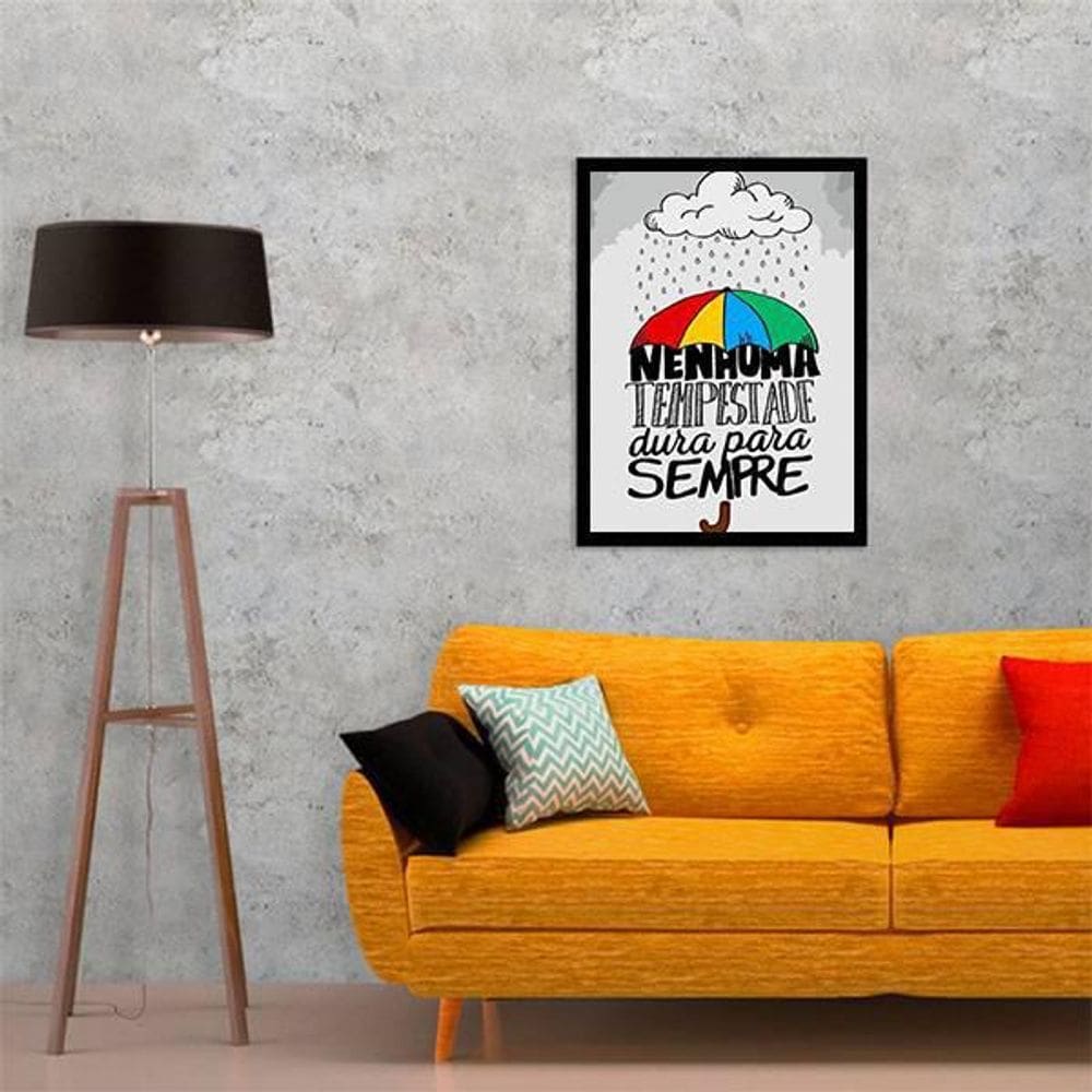 Quadro Nenhuma Tempestade Dura Para Sempre Moldura Preta