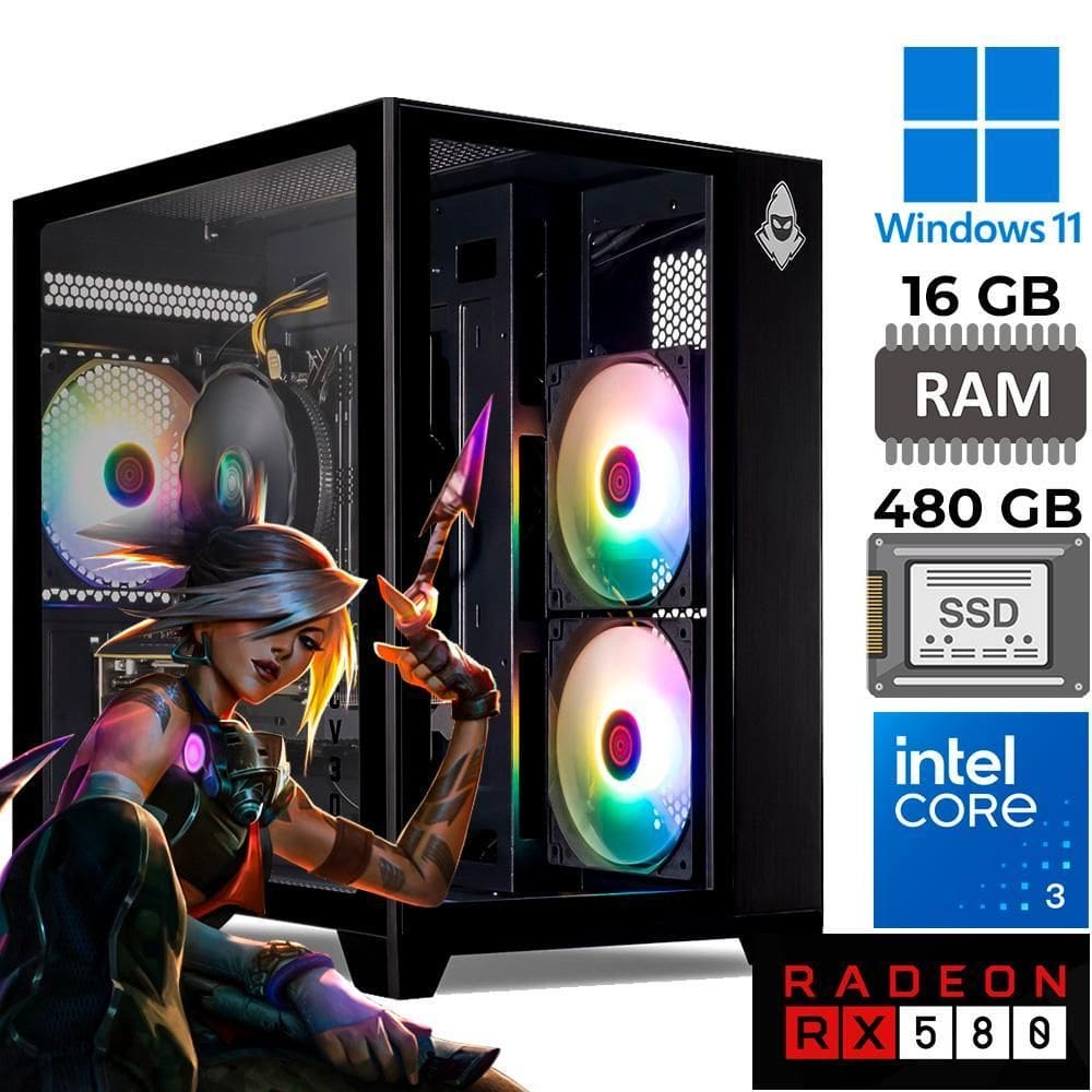 Computador Gamer Core I3-8100 Ssd 480Gb 16Gb Ram Placa Rx580