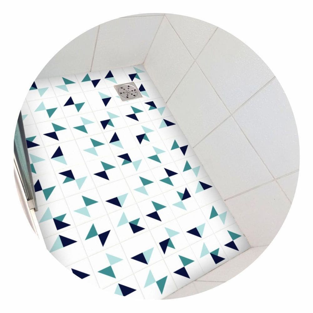 Adesivo Piso Box Banheiro Turquesa Antiderrapante 1,20X0,80