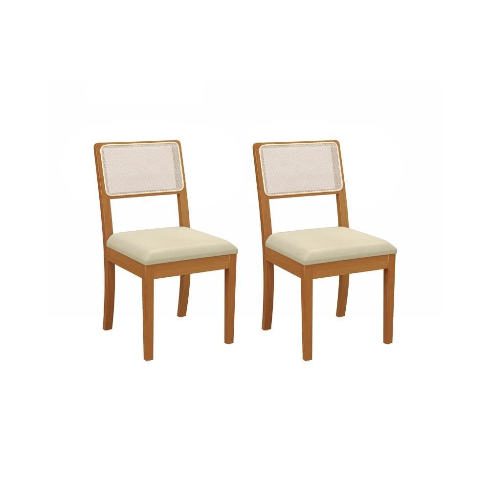 Par de Cadeiras em Madeira Maciça Kappesberg Lola Linho Areia (Tela Bege)