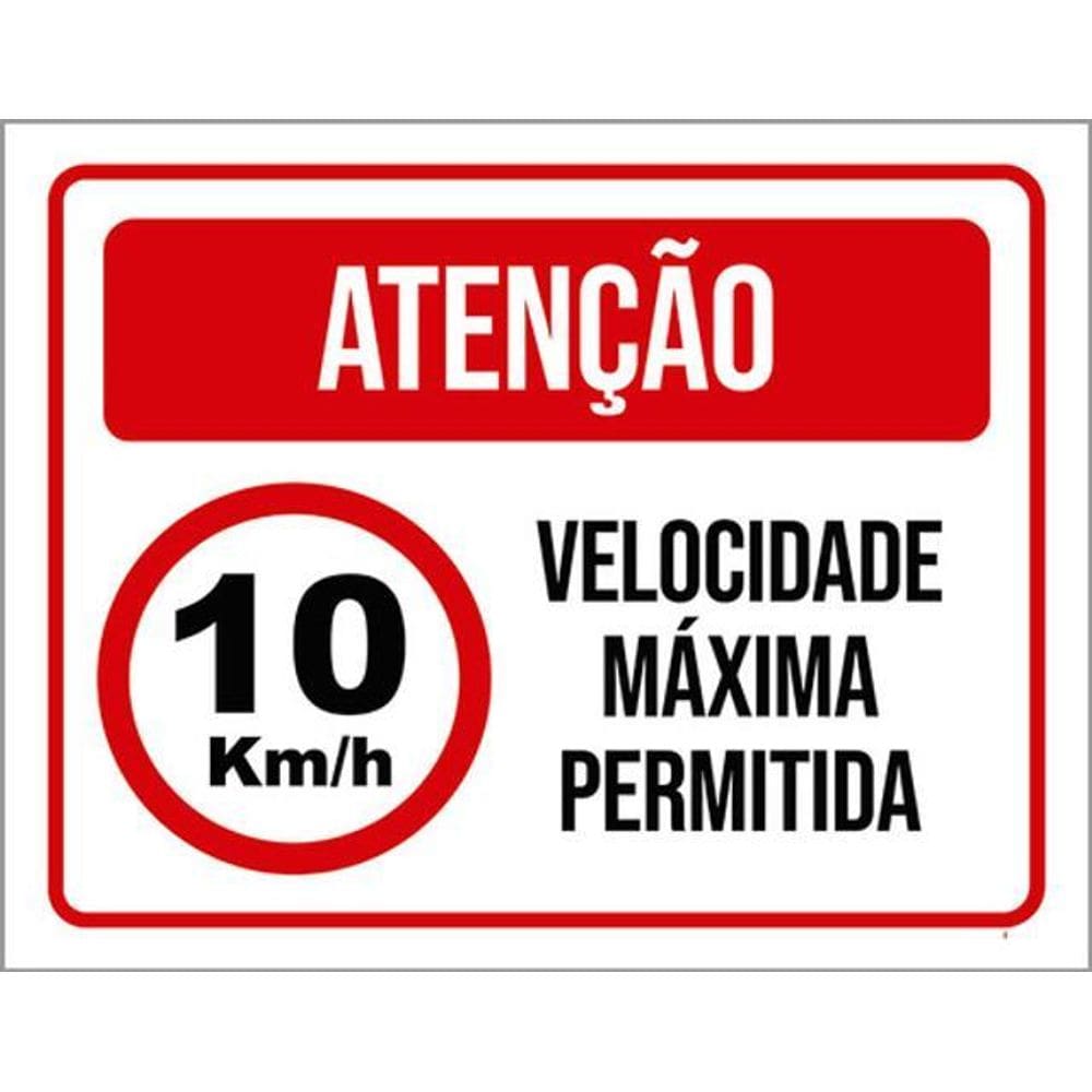 Kit 3 Placas Atenção 20Km Velocidade Máxima