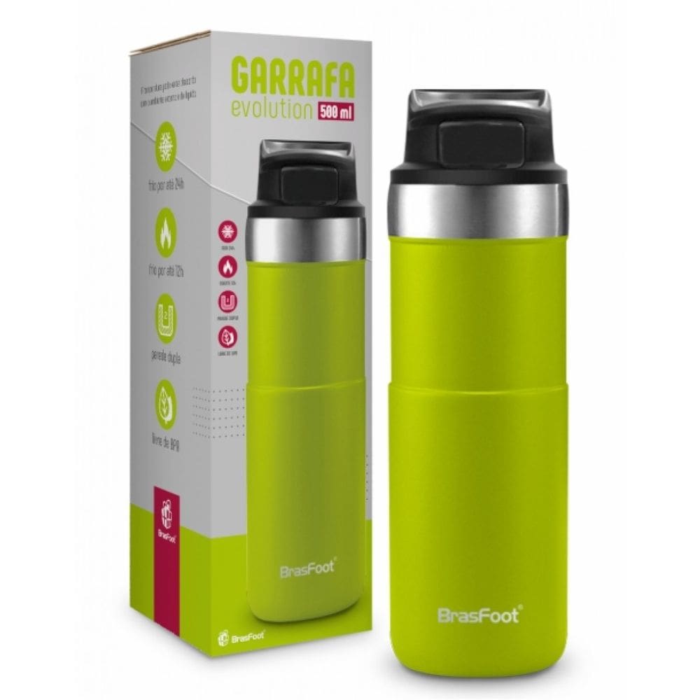 Garrafa Evolution Verde Limão - 500ml - Brasfoot