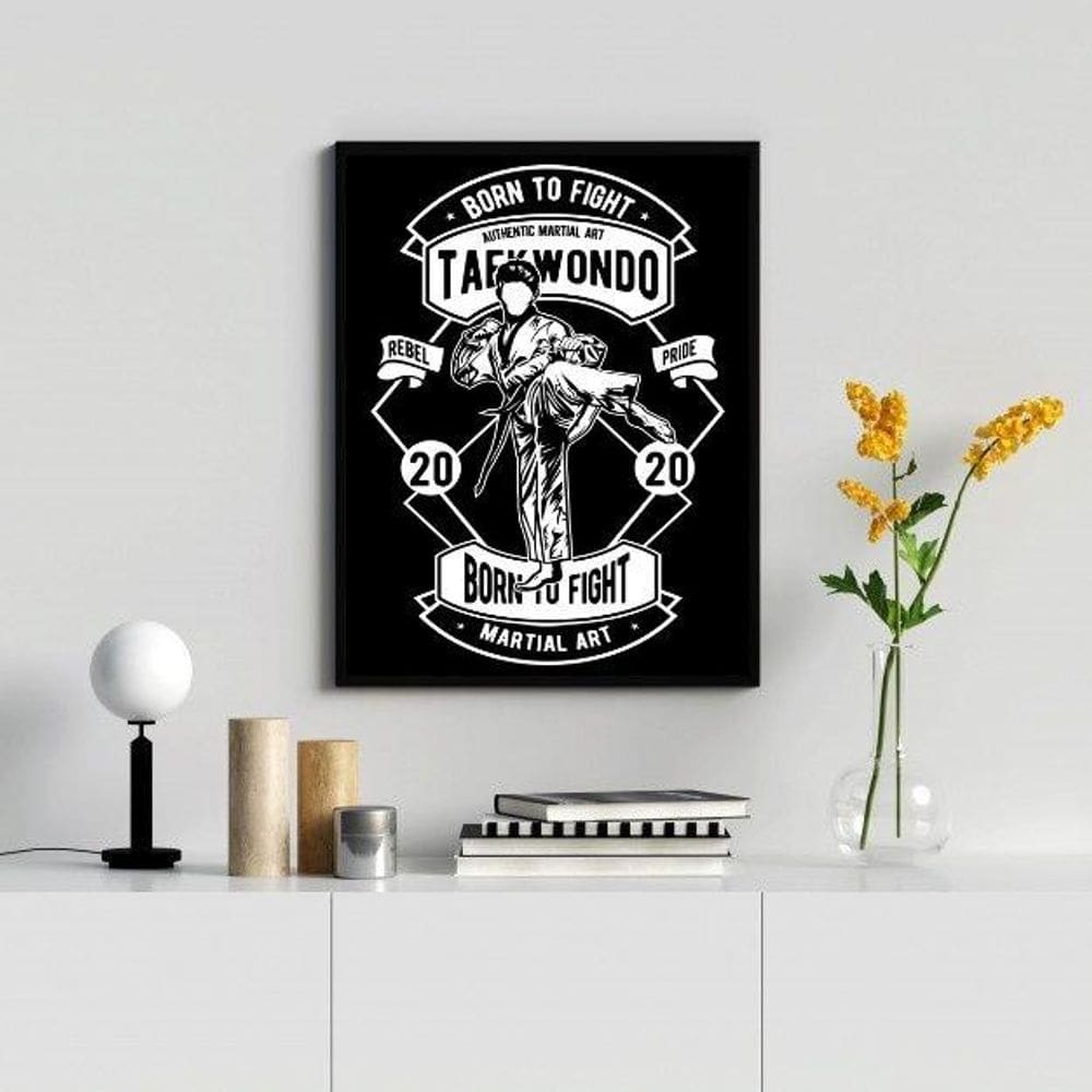 Quadro Decorativo Taekwondo 24x18cm Moldura Preta