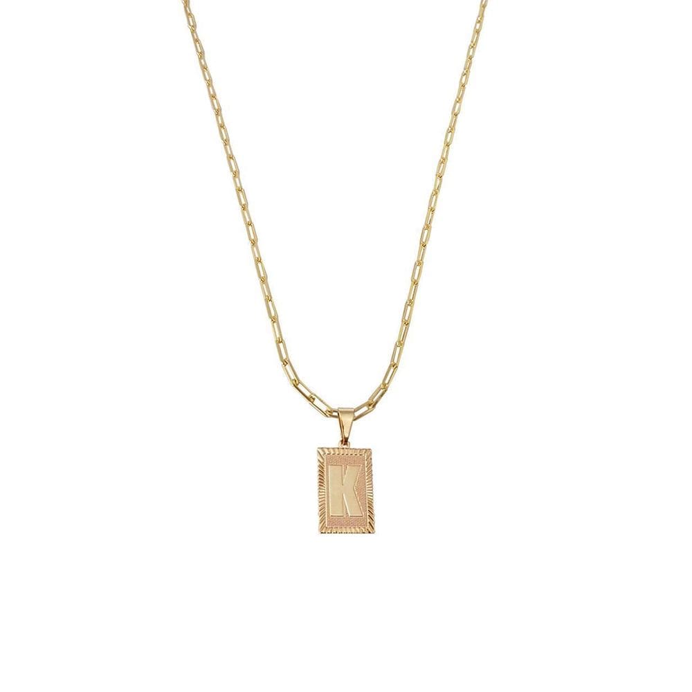 Cordão 45Cm Masculino Feminino Pingente Letra K Banhado Ouro