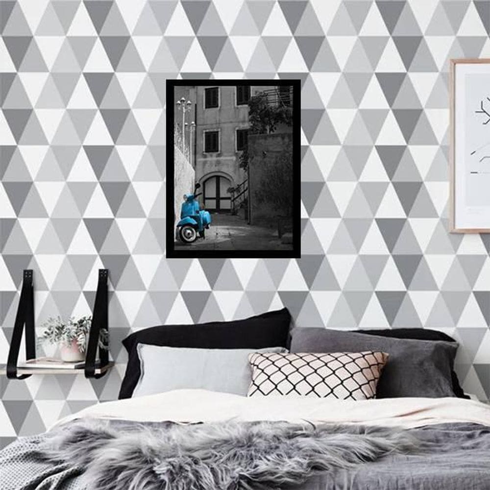 Quadro Decorativo Fotografia Lambreta Azul 34x23Cm