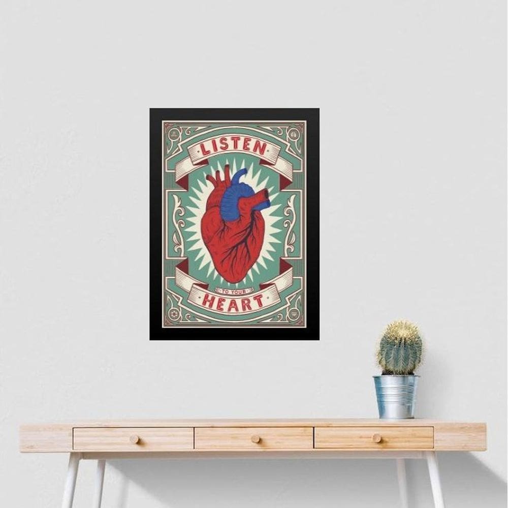 Quadro Coração Listen To Your Heart 33X24Cm