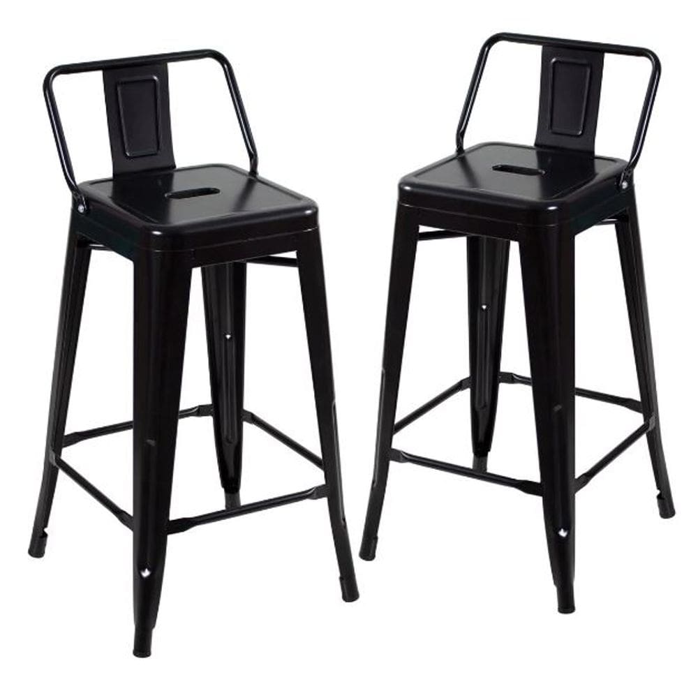 Kit 2 Banquetas Altas Industriais Pretas em Aço 76cm com Encosto – Iron Tolix