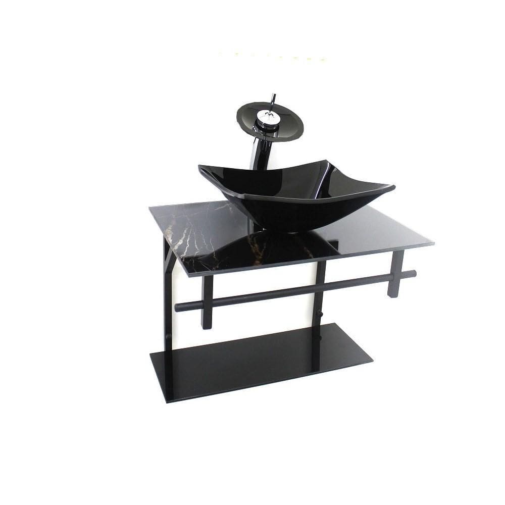 Gabinete Vidro Banheiro 60Cm Retangular Ap Slim Mármore