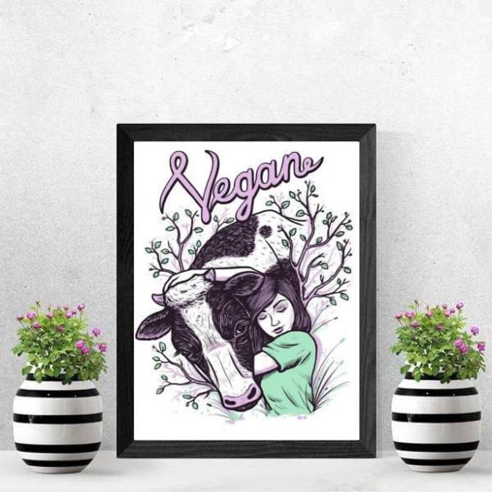 Quadro Decorativo Vegetariano Vegan 45X34Cm
